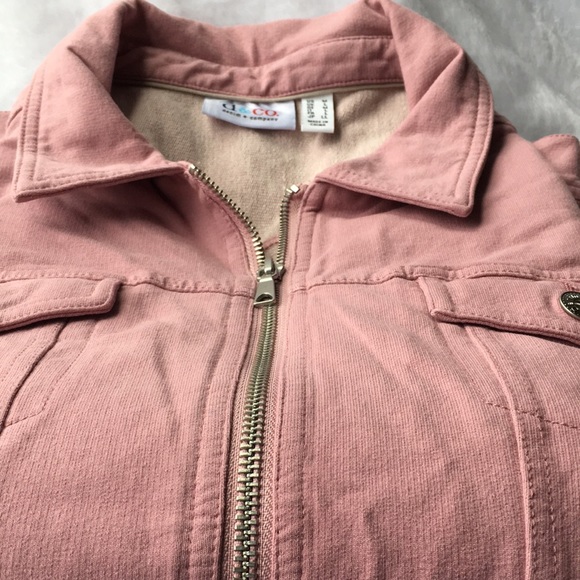 Denim & Company woman’s pink zip up jacket size Medium - Picture 5 of 7